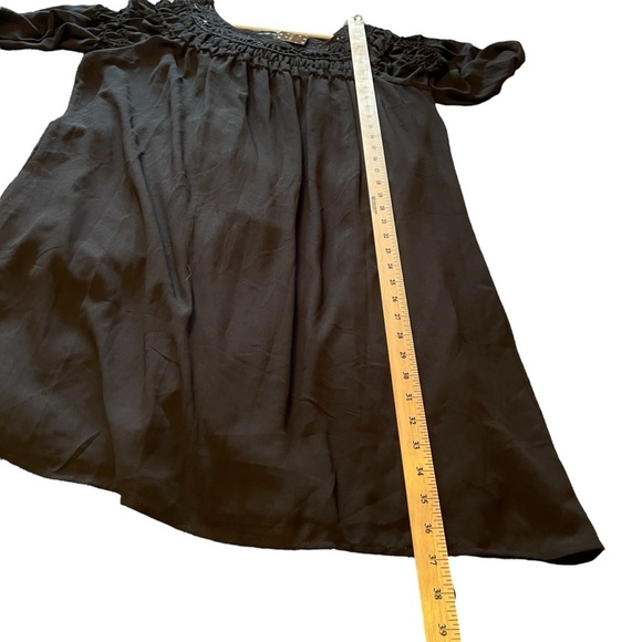 Heart Soul Plus Black Chiffon Mini-Shirred Sleeves-Embroidered Lace-Size 3X - Picture 11 of 11